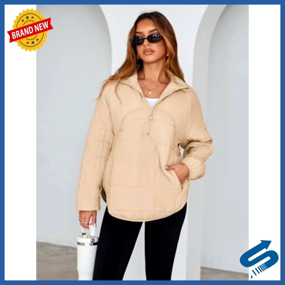 Lightweight Quilted Pullover Jacket Half Zip Puff… - image 2